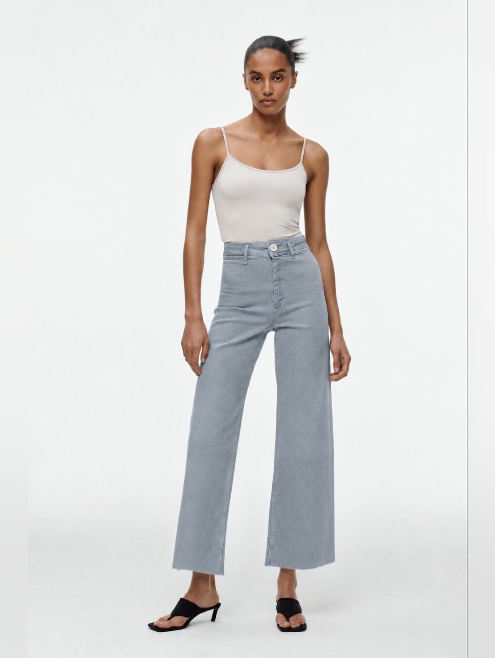 Zara The Marine Straight Wide Leg Jeans Light Wash Blue Size 4